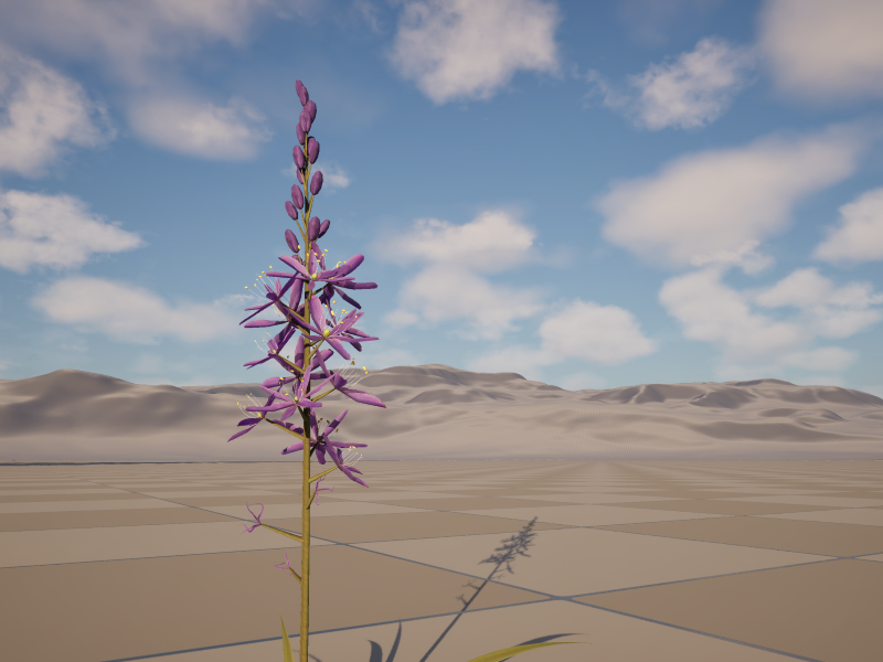 A single 3D-rendered camas flower in bloom